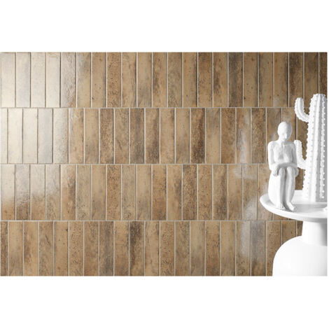 Carrelage mural faïence CAPRI - 25x6,5 cm Marron clair - Brillant / Poli - boîte de 0.44 m2 - Gioia Materia - 25x6,5 cm Marron clair - Brillant / Pol