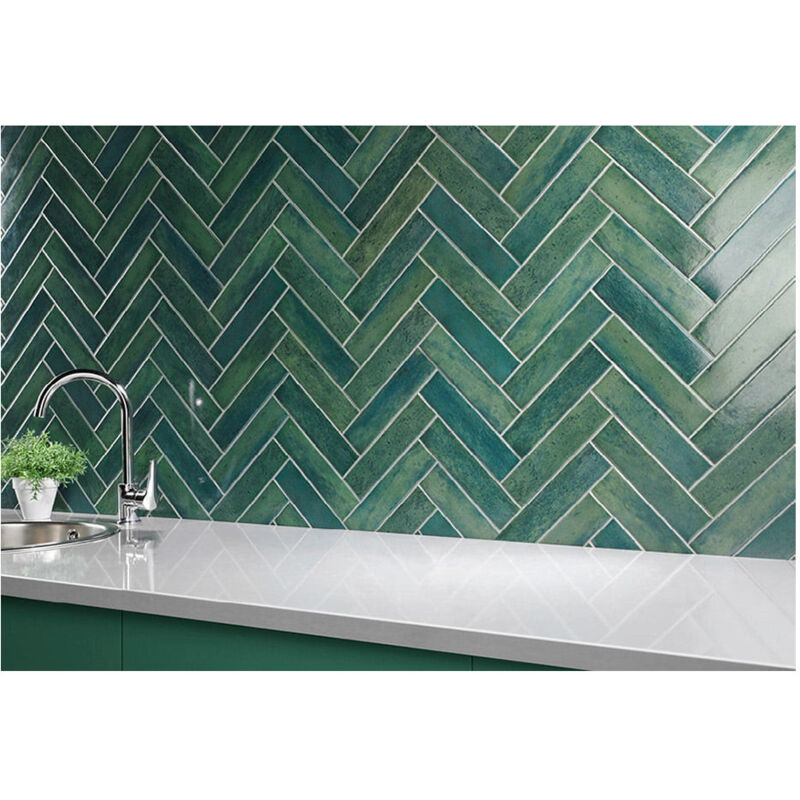 Gioia Materia - Carrelage mural faïence capri 25x6,5 cm Vert australien - Brillant / Poli - boîte de 0.44 m2