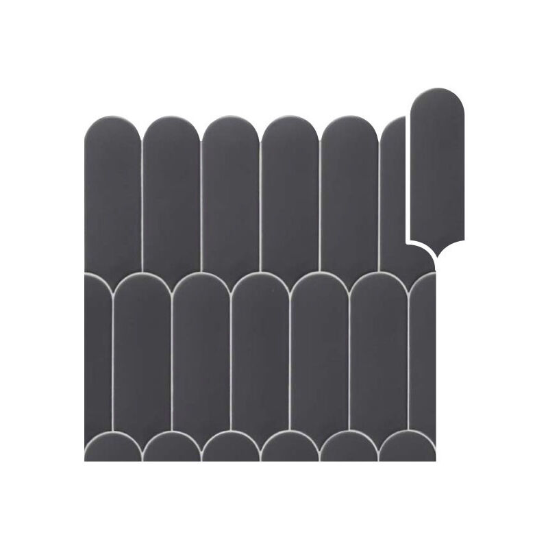 Carrelage mural faïence effet graphique fan écaille 19,5x7,2cm Écaille 19,5x7,2 cm Graphite - Mat - boîte de 0.48 m2 Gioia Materia