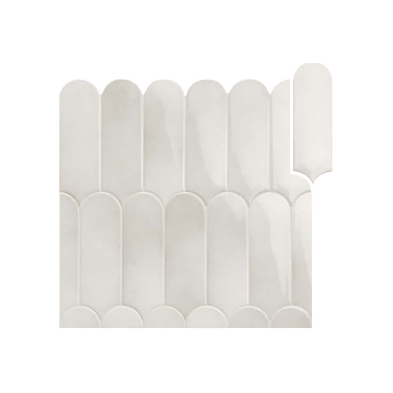 Carrelage mural faïence effet graphique fan écaille 19,5x7,2cm Écaille 19,5x7,2 cm Gris clair - Brillant / Poli - boîte de 0.48 m2 Gioia Materia