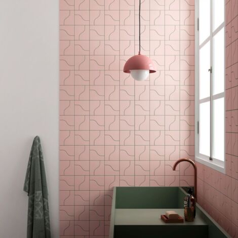 Carrelage mural faïence effet graphique REVERS 12x8.3cm 12x8.3cm Rose - Mat - boîte de 0.48 m2 12x8.3cm Rose - Mat - boîte de 0.48 m2