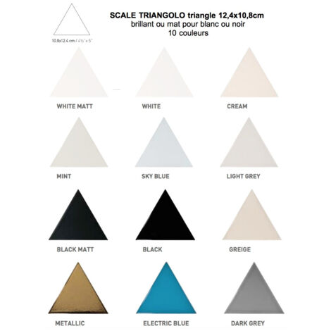 Carrelage mural faïence effet graphique SCALE TRIANGOLO triangle 12.4x10.8cm Triangle 12.4x10.8cm Crème - Sable - Brillant - boîte de 0.20 m2 dcd0c