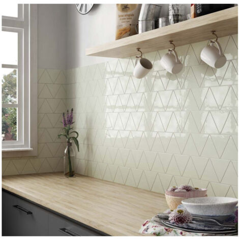 Carrelage mural faïence effet graphique SCALE TRIANGOLO triangle 12.4x10.8cm Triangle 12.4x10.8cm Vert Pastel - Brillant - boîte de 0.20 m2  cfd0ce