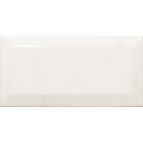 Carrelage mural faïence effet marbre blanc Carrara (2 formats + bullnose, 2 finitions) 15x7.5 cm Blanc - Brillant / Poli - boîte de 0.50 m2