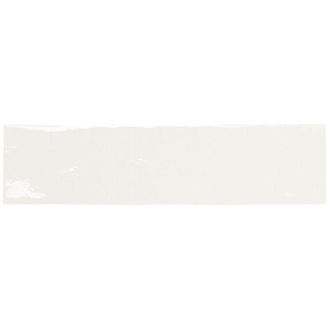 Carrelage mural faience effet rustique CRAQUELE Rectangle 30x7.5 cm Blanc - - boîte de 0.50 m2