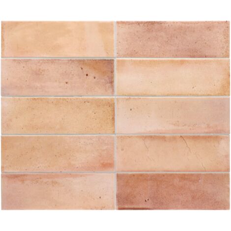 Carrelage mural faïence effet rustique THANGLONG 20x6.5cm Pink - Brillant - boîte de 0.50 m2 20x6.5 cm Pink - Brillant / Poli - boîte de 0.50 m2