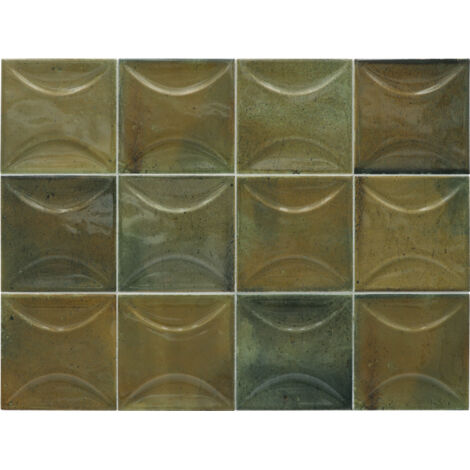 Carrelage mural faïence effet rustique THANGLONG Arco 10x10cm Wild olive - Brillant - boîte de 0.50 m2 Arco 10x10 cm Wild olive - Brillant / Poli - b