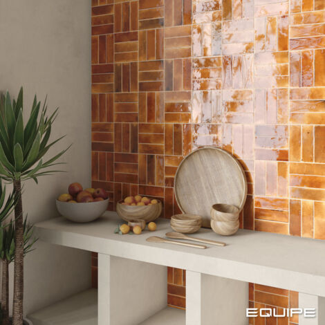 Carrelage mural faïence effet rustique THANGLONG Arco 20x6.5cm Burnt red - Brillant - boîte de 0.50 m2 Arco 20x6.5 cm Burnt red - Brillant / Poli - b