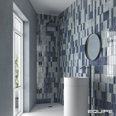 Carrelage mural faïence effet zellige COCO 15x5 cm Bleu nuit - Brillant / Poli - boîte de 0.50 m2