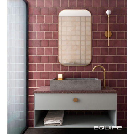Carrelage mural faience effet zellige MAGMA 13,2x13,2cm et 20x6,5cm 13,2x13,2 cm Bordeaux - Mat - boîte de 1 m2