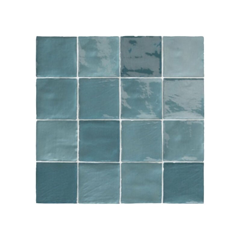 Carrelage mural faïence stow mix 10x10cm 10x10 cm Turquoise - Brillant / Poli - boîte de 0.56 m2 Gioia Materia