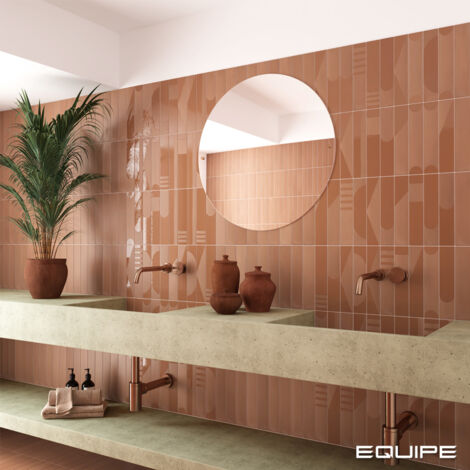 Carrelage grès cérame 30x6 cm décor Terra – Surface mate pour sol et mur – Boîte de 0.50 m² – Texture veloutée et motifs organiques – Equipe