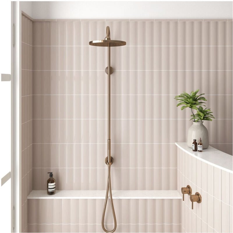 Equipe - Carrelage mural faïence effet graphique dome 20x6.5cm dome out 20x6.5cm Taupe - Mat - boîte de 0.50 m2 - Gioia Materia