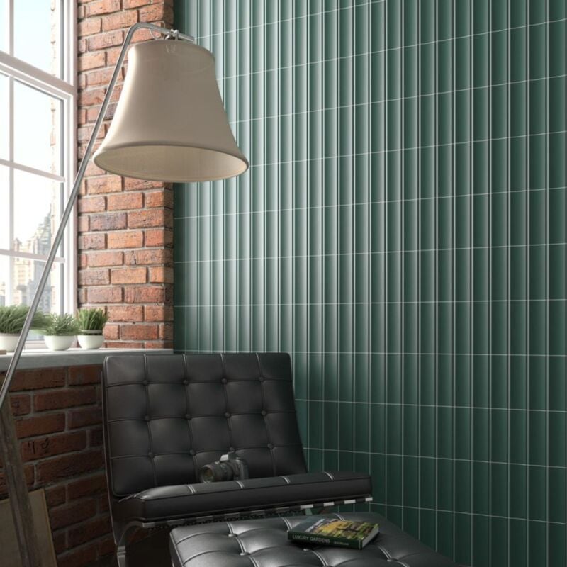 Equipe - Carrelage mural faïence effet graphique dome 20x6.5cm dome in 20x6.5cm Vert - Brillant / Poli - boîte de 0.42 m2 - Gioia Materia