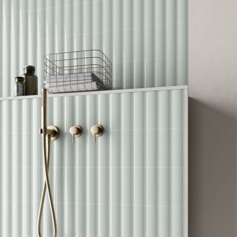 Equipe - Carrelage mural faïence effet graphique dome 20x6.5cm dome out 20x6.5cm Bleu Ciel - Mat - boîte de 0.50 m2 - Gioia Materia