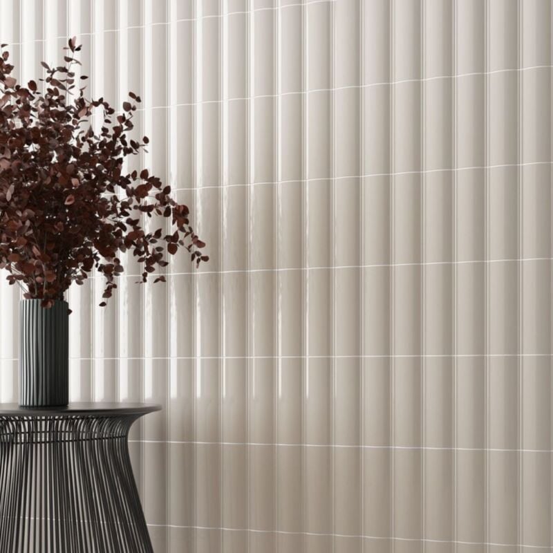 Equipe - Carrelage mural faïence effet graphique dome 20x6.5cm dome out 20x6.5cm Crème - Sable - Mat - boîte de 0.50 m2 - Gioia Materia