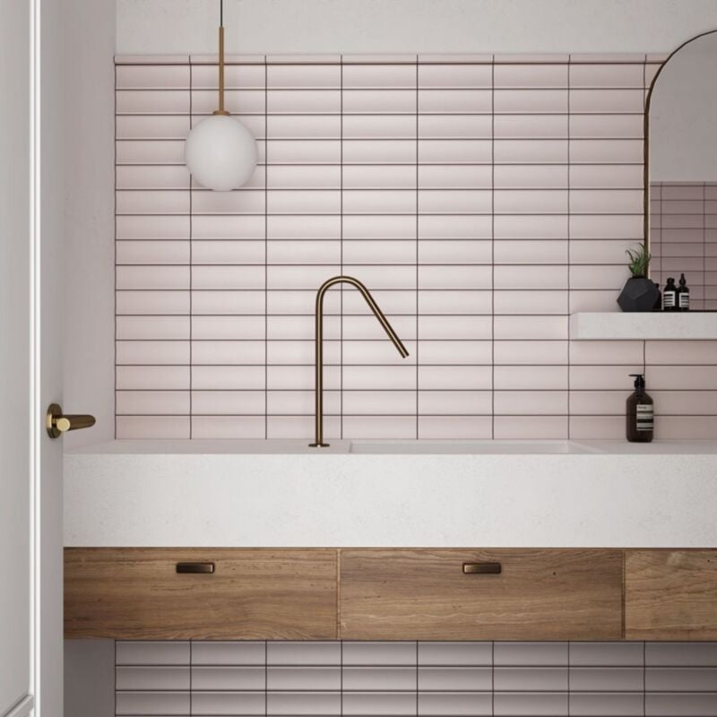 Carrelage mural faïence effet graphique DOME 20x6.5cm DOME OUT 20x6.5cm Rose - Mat - boîte de 0.50 m2 - Gioia Materia