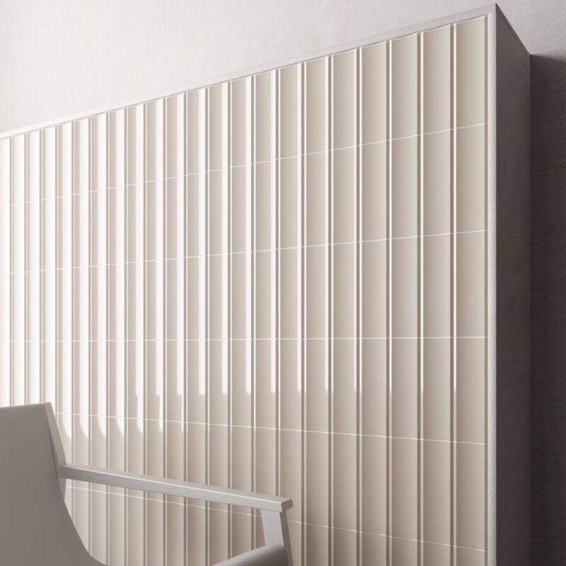 Equipe - Carrelage mural faïence effet graphique dome 20x6.5cm dome in 20x6.5cm Crème - Sable - Brillant / Poli - boîte de 0.42 m2 - Gioia Materia