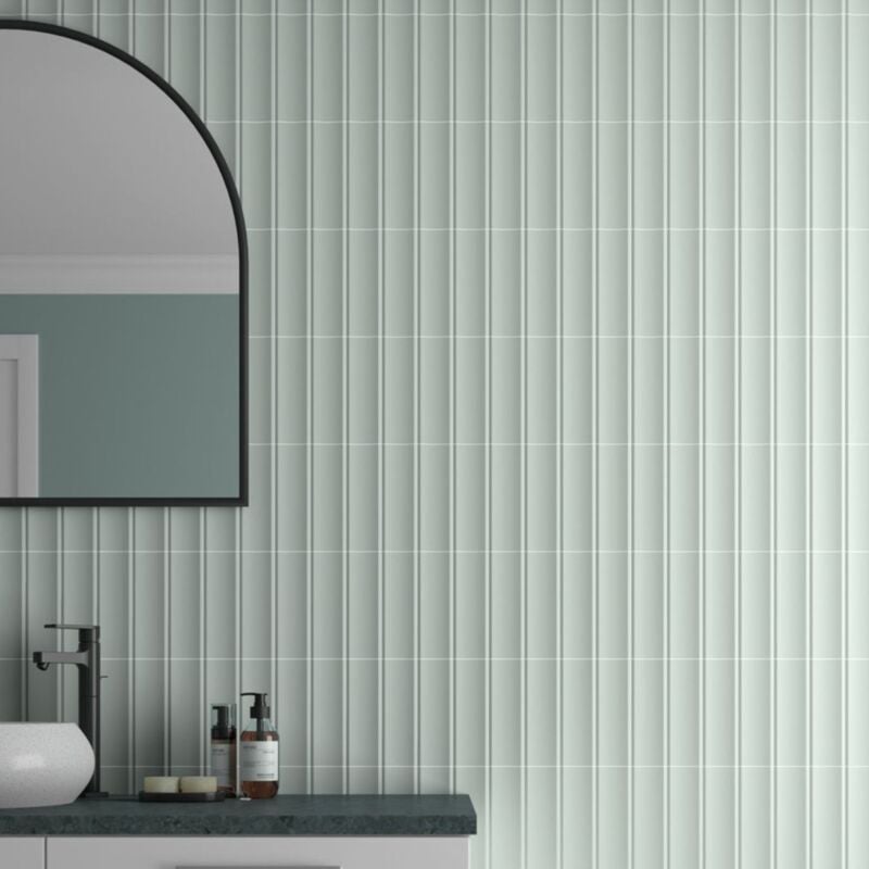 Equipe - Carrelage mural faïence effet graphique dome 20x6.5cm dome in 20x6.5cm Bleu Ciel - Mat - boîte de 0.42 m2 - Gioia Materia