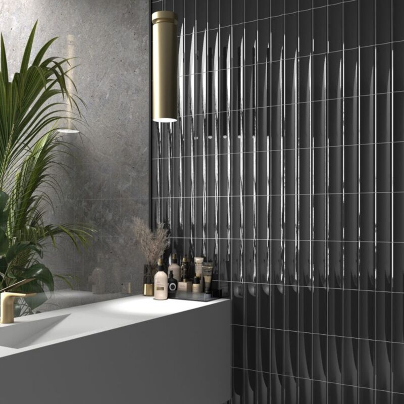 Carrelage mural faïence effet graphique DOME 20x6.5cm DOME IN 20x6.5cm Gris Foncé, Anthracite - Brillant / Poli - boîte de 0.42 m2 - Gioia Materia