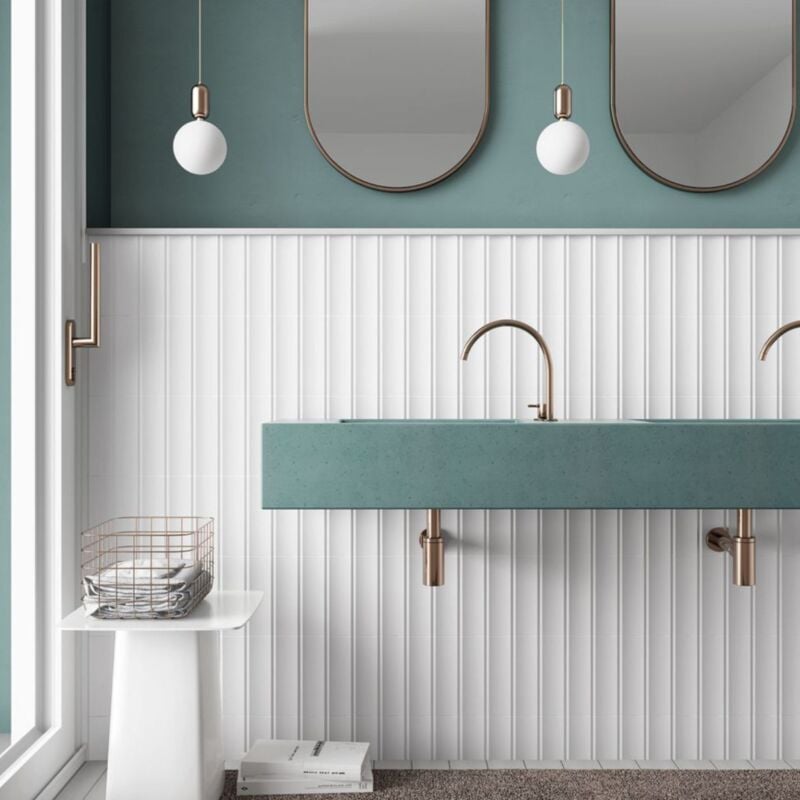 Nais - Baguette de finition pour Carrelage mural faïence effet graphique dome 20x6.5cm Corbel boîte de 4.20 ml / pas m2 - Gioia Materia Blanc Corbel