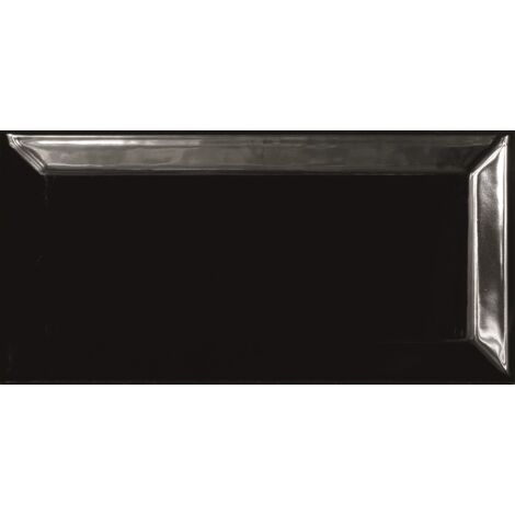 Carrelage mural uni noir mat 7,5x15 cm – Effet carreaux métro – Relief biseauté pour jeux d'ombres – Élégance moderne