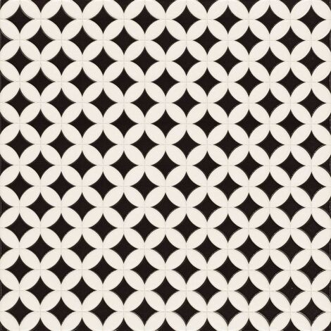 Carrelage pétale noir et blanc ORLY 44x44 cm - 1.37m²