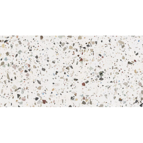 Carrelage sol et mur effet Terrazzo poli Gemme blanc 60x120 cm - Réflex boutique