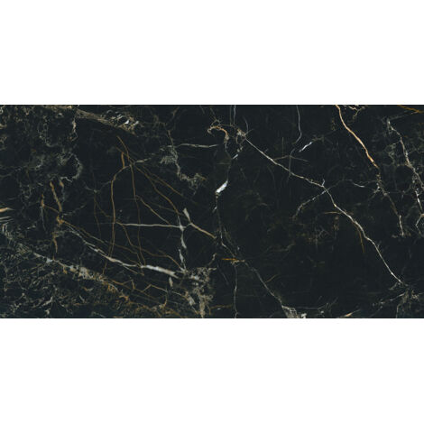 Carrelage sol et mur poli effet marbre Turquin noir 60x120 cm - Réflex Boutique