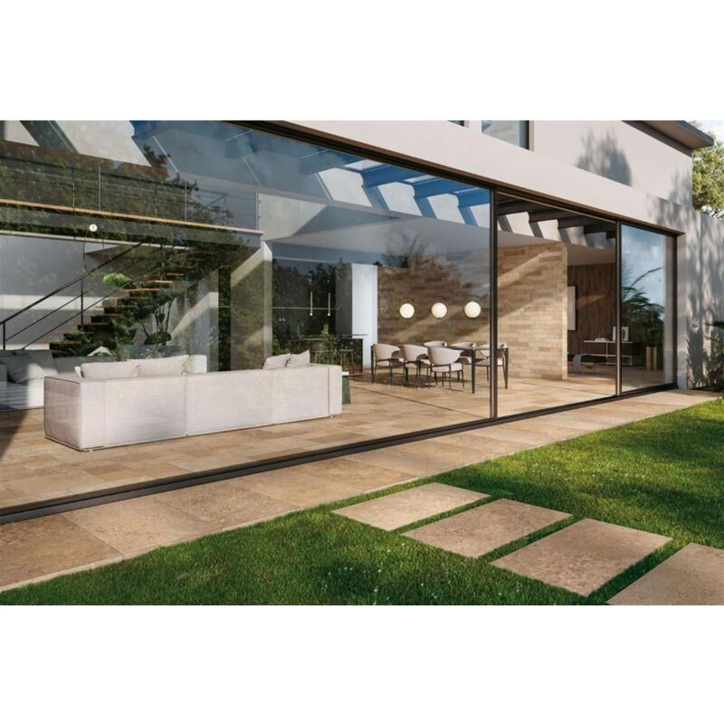 Carrelage sol extérieur effet pierre TIBER 20 mm - Structuré Light - variation modérée des nuances: V2