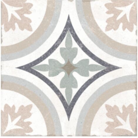 Carrelage sol grès cérame 20x20 cm effet carreaux de ciment – Surface mate – Résistant au gel – Pour intérieur cuisine et salon