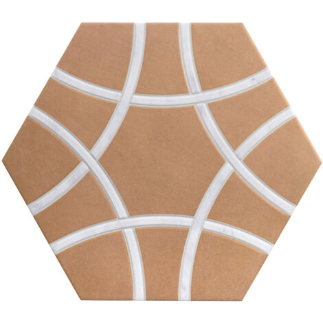 Carrelage sol hexagonal Pollença terre 28.5x33 cm - Réflex Boutique