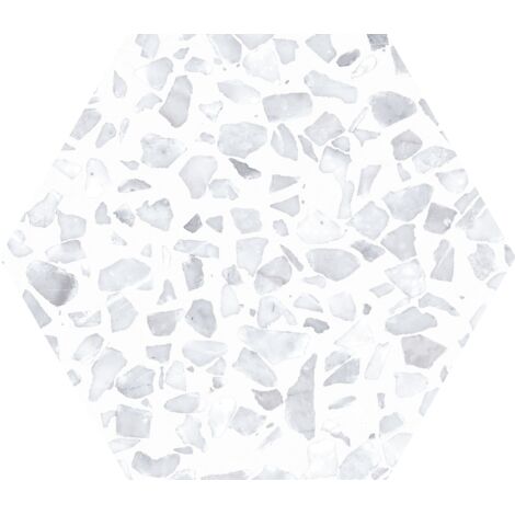 Carrelage sol hexagonal Terrazzo blanc 23x23 cm - Reflex Boutique