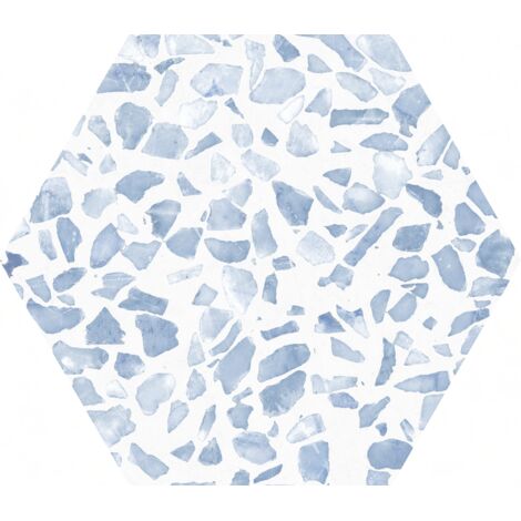 Carrelage sol hexagonal Terrazzo bleu 23x23 cm - Reflex boutique