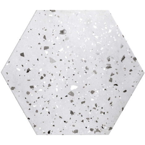 Carrelage sol Hexagonal Terrazzo Bolzano gris 56x48,5 cm - Réflex Boutique