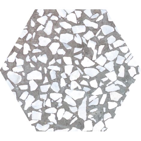 Carrelage sol hexagonal Terrazzo gris 23x23 cm - Reflex boutique