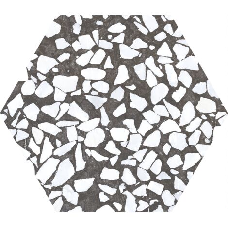 Carrelage sol hexagonal Terrazzo noir 23x23 cm - Reflex Boutique