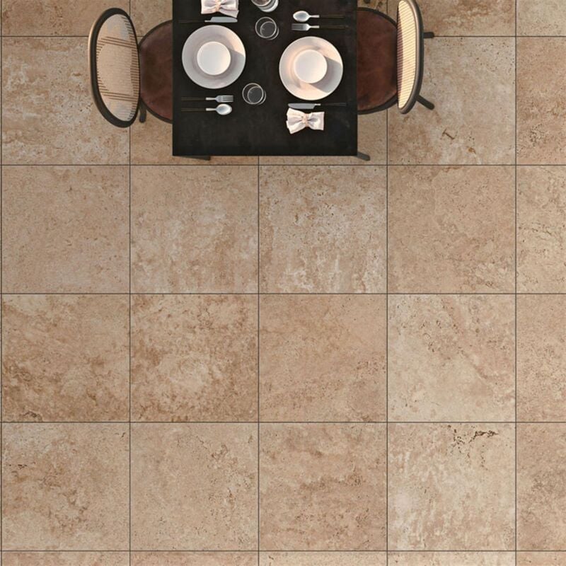 Carrelage sol intérieur effet pierre 60x60 cm tiber - Light rectifié - 60 x 60 cm- V2: variation modérée des nuances