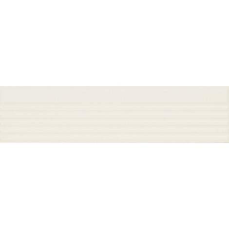 Carrelage sol / mur brique à relief uni blanc crème 5,6x23,2 cm  MODULO INCISO GESSO