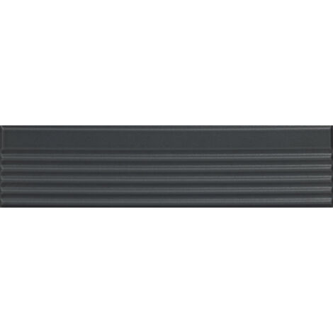 Carrelage sol / mur brique à relief uni noir 5,6x23,2 cm MODULO INCISO CARBONE