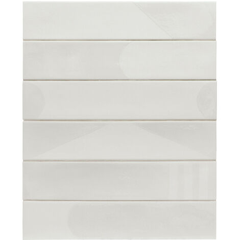 Carrelage sol / mur brique déco mixe mate et brillant effet béton blanc 6x30 cm WADI DECOR SNOW (vendu par boite de 0,50m2)