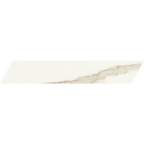 Carrelage sol / mur chevron effet marbre beige 7,4X45 cm - SCULTOREA Calacatta oro fino chevron J472 (vendu par boite de 0,87m2)
