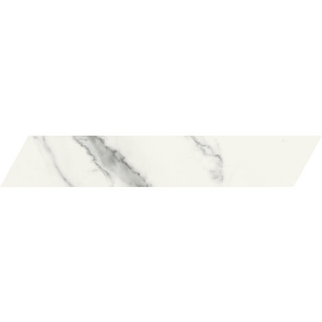 Carrelage sol / mur chevron effet marbre blanc 7,4X45 cm - SCULTOREA Statuario vena argento chevron J473  (vendu par boite de 0,87m2)