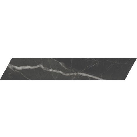 Carrelage sol / mur chevron effet marbre noir 7,4X45 cmm - SCULTOREA Dark diamond chevron J475  (vendu par boite de 0,87m2)