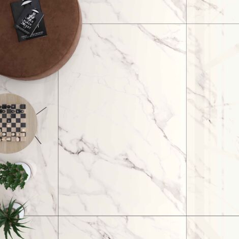 Carrelage sol/mur effet marbre blanc BELLEZZA Full lappato int/ext l.60 x L.120 cm CERALUX