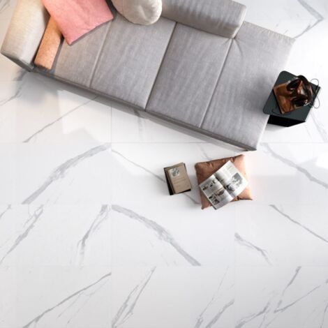 Carrelage sol/mur effet marbre blanc CALACATTA CALMA Full Lappato int/ext l.60 x L.120 cm CERALUX