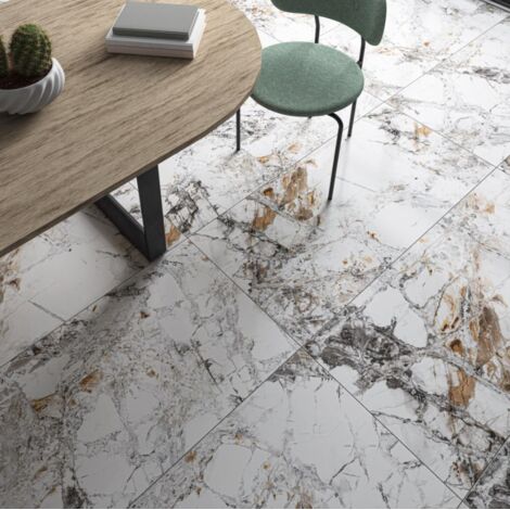 Carrelage sol/mur effet marbre blanc PATAGONIA Full Lappato int/ext l.60 x L.120 cm CERALUX