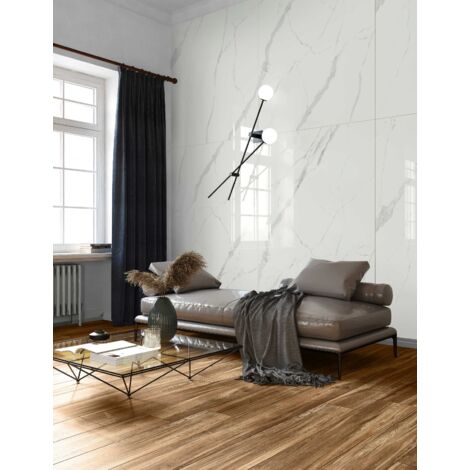 Carrelage sol/mur effet marbre blanc STATUARIO Full Lappato int/ext l.60 x L.120 cm CERALUX