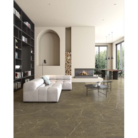 Carrelage sol/mur effet marbre marron COFFEE BROWN Full Lappato int/ext l.60 x L.120 cm CERALUX