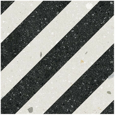 Carrelage sol / mur effet terrazzo 20x20 cm Croccante Pastiera Grafito 5 (vendu par boite de 1m2)
